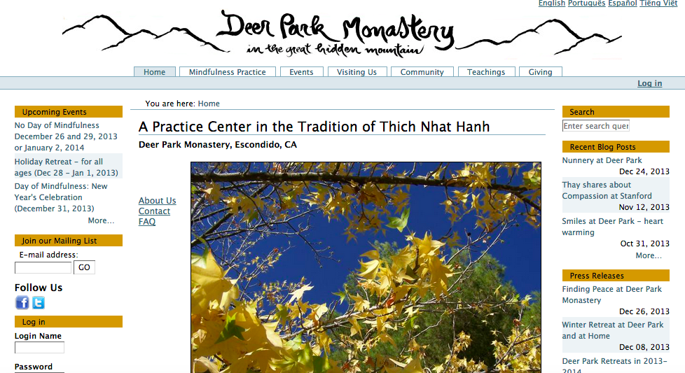 Deer Park Monastery Releases a New Website