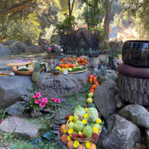 Thanksgiving altar in the Oak Grove