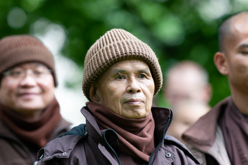Thich Nhat Hanh with wool hat.