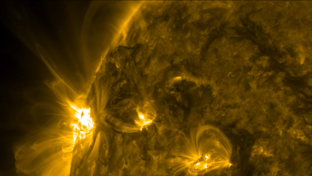 Solar flares in yellow